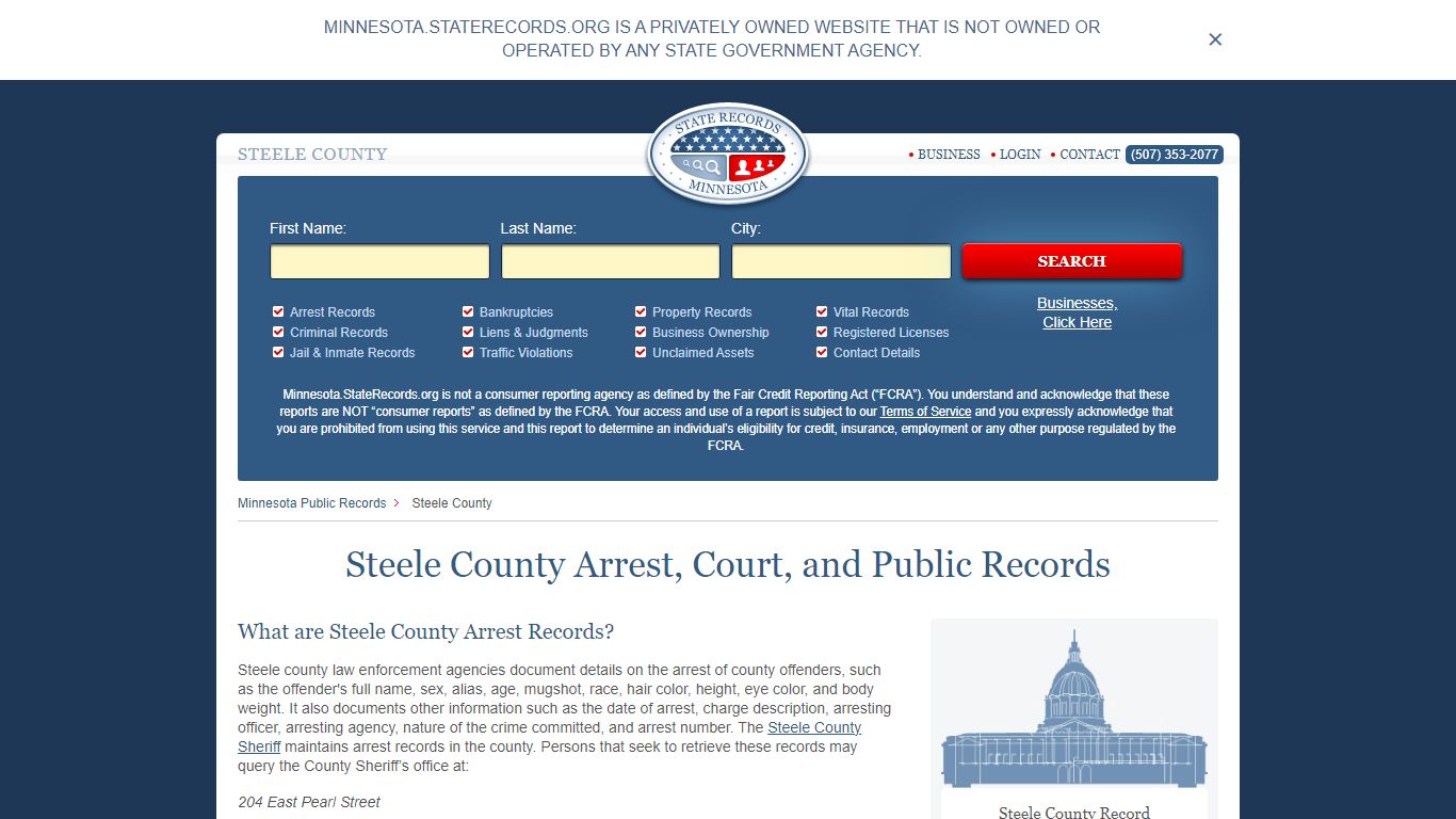 Steele County Arrest, Court, and Public Records