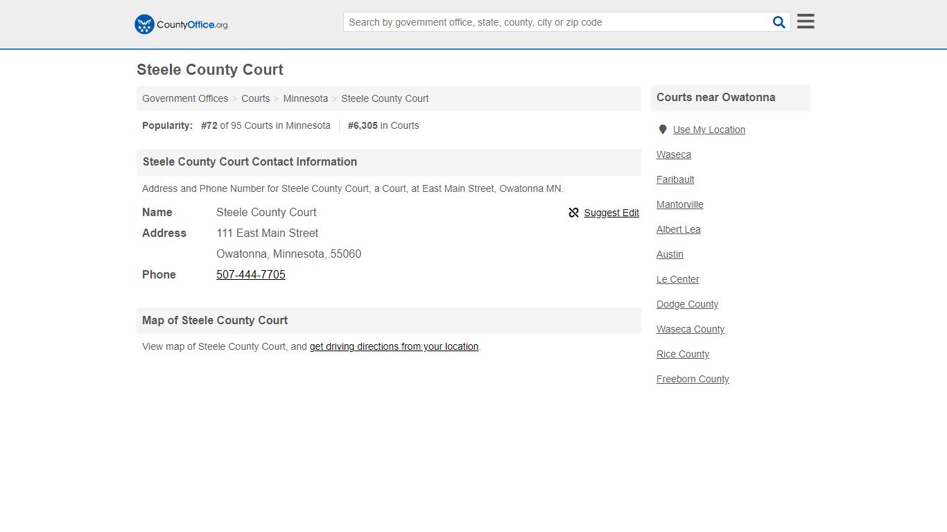 Steele County Court - Owatonna, MN (Address and Phone)